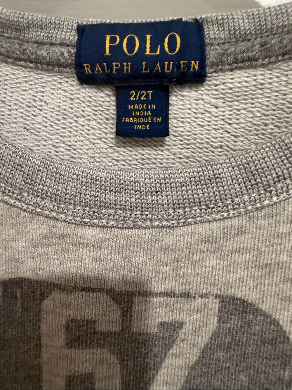 Polo Ralph Lauren Boys 2T Gray Patchwork Graphic Crewneck Sweatshirt - Picture 3 of 10